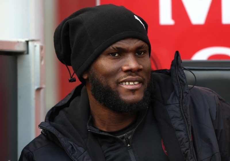 MILAN, ITALY - FEBRUARY 13: Franck Kessie of AC Milan looks on before the Serie A match between AC Milan and UC Sampdoria at Stadio Giuseppe Meazza...