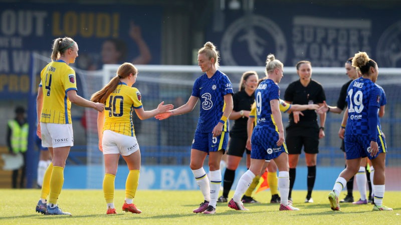 Chelsea leapfrog Arsenal to go top thanks to Tottenham postponement 2 KINGSTON UPON THAMES, ENGLAND - MARCH 20: Sophie Ingle of Chelsea embraces Delphi Cole of Birmingham City after the Vitality Women's FA Cup Quarter Final match between Chelsea Women and Birmingham City Women at Kingsmeadow on March 20, 2022 in Kingston upon Thames, England. (Photo by Henry Browne/Getty Images)