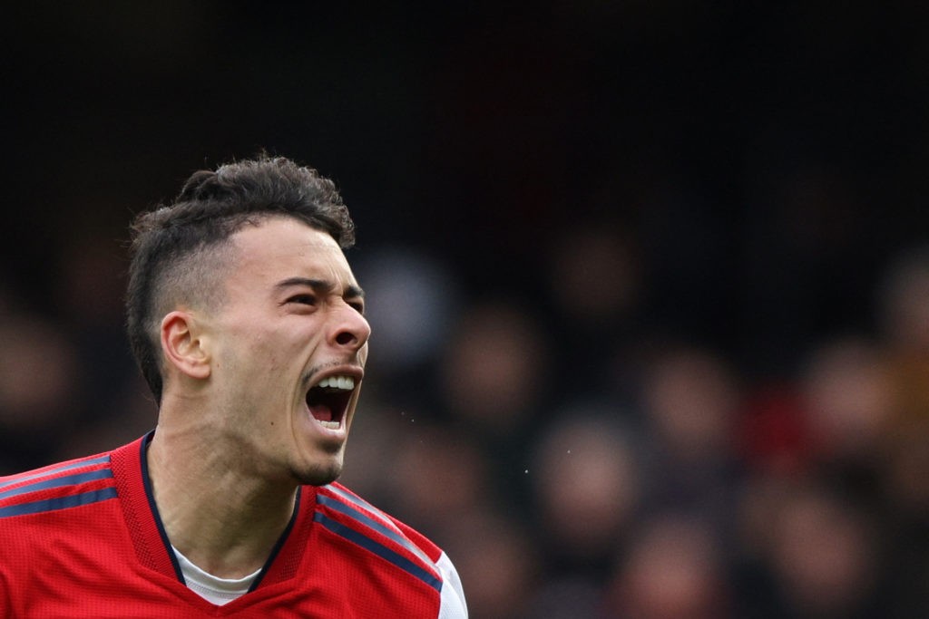 How Arsenal could line up vs Leicester City 6 Arsenal's Brazilian striker Gabriel Martinelli celebrates after scoring his team third goal during the English Premier League football match between Watford and Arsenal at Vicarage Road Stadium in Watford, north-west of London on March 6, 2022.(Photo by ADRIAN DENNIS/AFP via Getty Images)