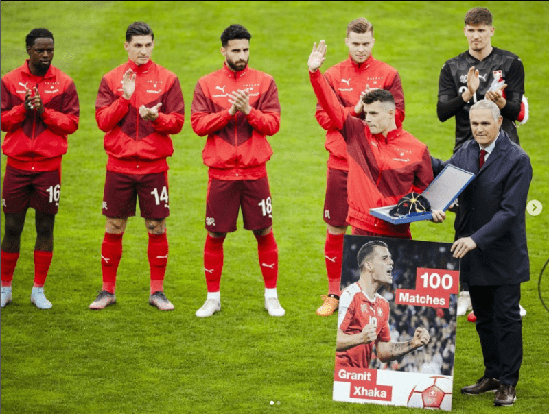 Granit Xhaka on his 100th cap