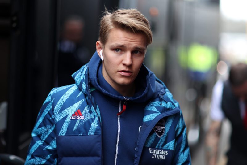 WATFORD, ENGLAND - MARCH 06: Martin Odegaard of Arsenal arrives ahead of the Premier League match between Watford and Arsenal at Vicarage Road on M...