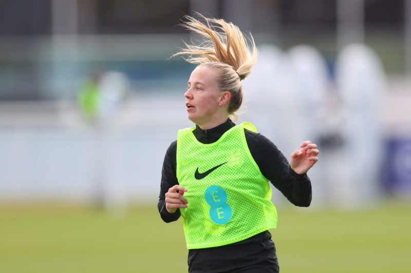 UEFA Womens Euro matchday 2 recap 2 BURTON UPON TRENT, ENGLAND - APRIL 05: Beth Mead of England looks on during a training session ahead of their Women's World Cup qualifier match against North Macedonia at St George's Park on April 05, 2022 in Burton upon Trent, England. (Photo by Catherine Ivill/Getty Images)