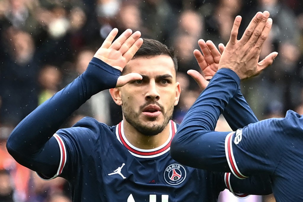 Arsenal pursue PSG signing but Juventus lead the race 2 Paris Saint-Germain's Argentinian midfielder Leandro Paredes scoring his team's third goal during the French L1 football match between Paris-Saint Germain (PSG) and Girondins de Bordeaux at The Parc des Princes Stadium, in Paris on March 13, 2022. (Photo by Alain JOCARD / AFP) (Photo by ALAIN JOCARD/AFP via Getty Images)
