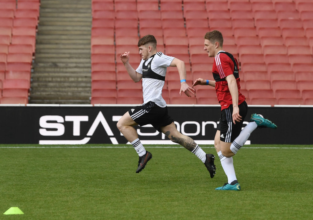 LONDON, ENGLAND: Aspiring young players train at the Emirates Stadium on May 24, 2022. (Photo by Stuart MacFarlane/Arsenal FC via Getty Images)