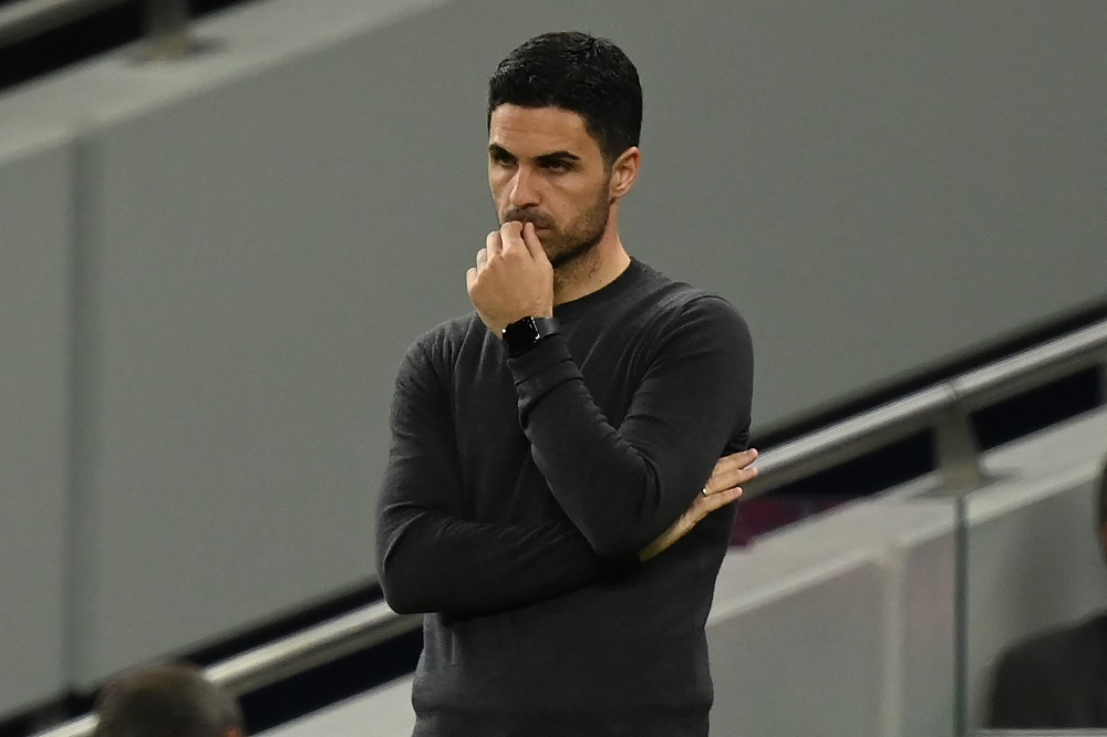 Arsenal's Spanish manager Mikel Arteta gestures on the touchline during the English Premier League football match between Tottenham Hotspur and Ars...