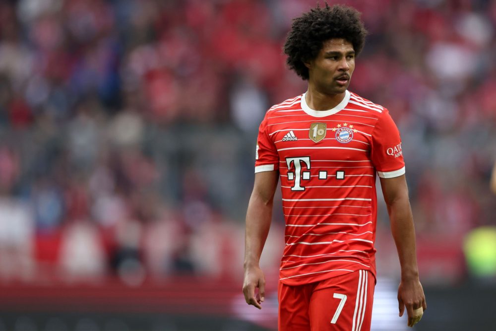 MUNICH, GERMANY: Serge Gnabry of FC Bayern München looks on during the Bundesliga match between FC Bayern München and VfB Stuttgart at Allianz Aren...