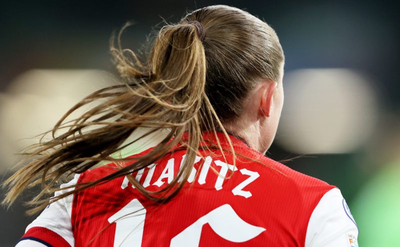 WOLFSBURG, GERMANY - MARCH 31: Noelle Maritz of Arsenal WFC looks on uring the UEFA Women's Champions League Quarter Final Second Leg match between...