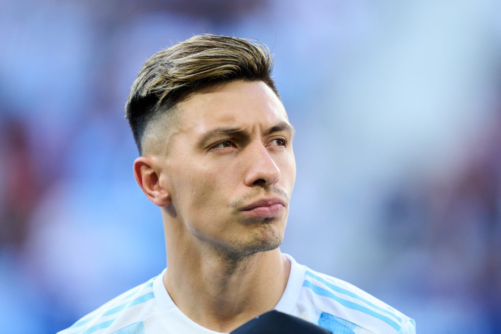 PAMPLONA, SPAIN: Lisandro Martinez of Argentina looks on during the international friendly match between Argentina and Estonia at Estadio El Sadar on June 05, 2022. (Photo by Juan Manuel Serrano Arce/Getty Images)