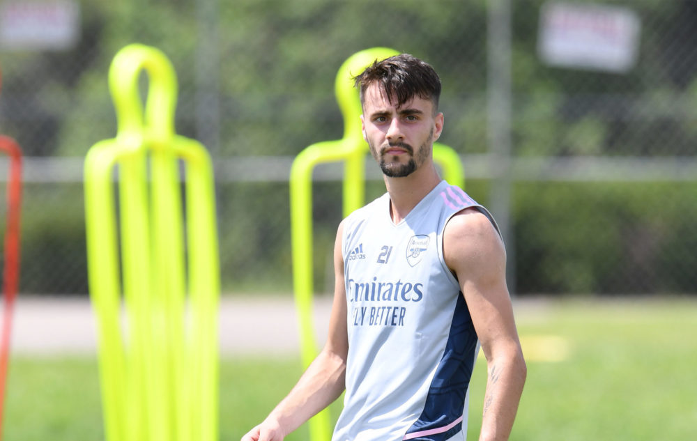 "I had a difficult time in England," says Arsenal 24yo 6 Fabio Vieira in training with Arsenal (Photo via Arsenal on Twitter)