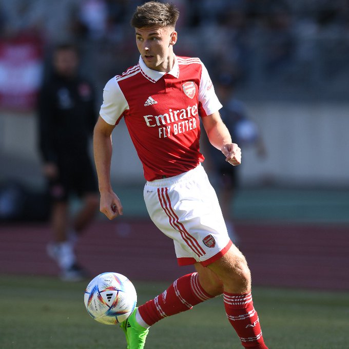 Kieran Tierney playing in pre-season (Photo via Arsenal.com)