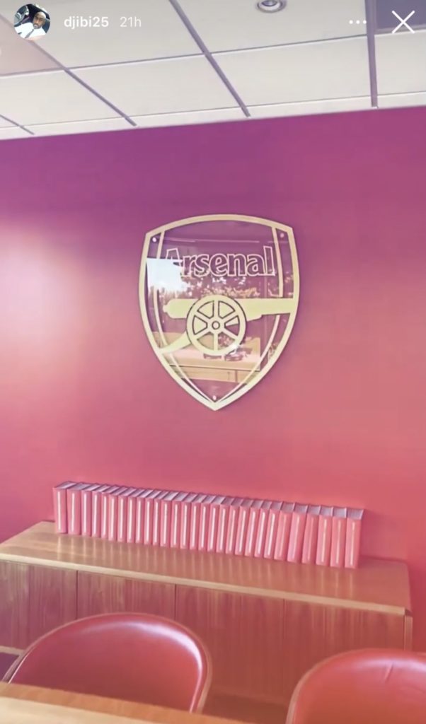William Saliba's agent Djibril Niang at London Colney on July 11th (Photo via Niang on Instagram)