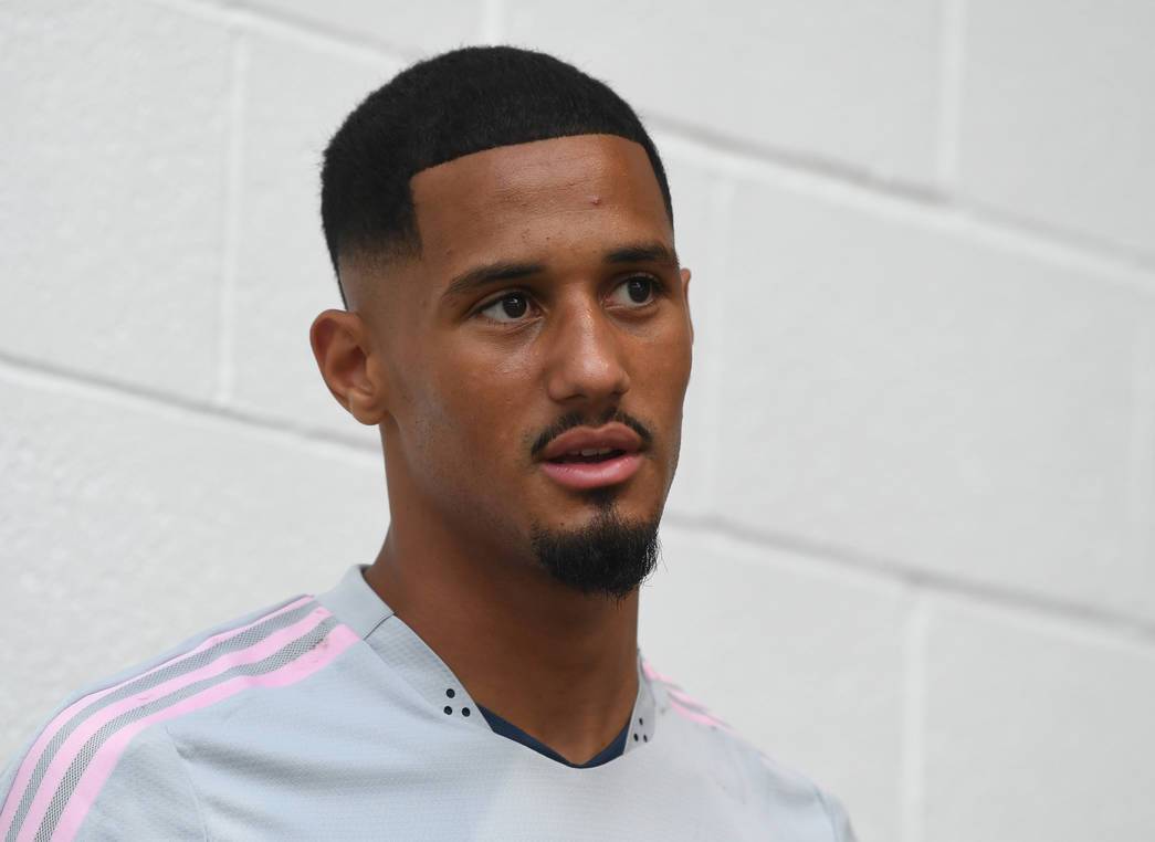 William Saliba after returning to training with Arsenal (Photo via Arsenal.com)