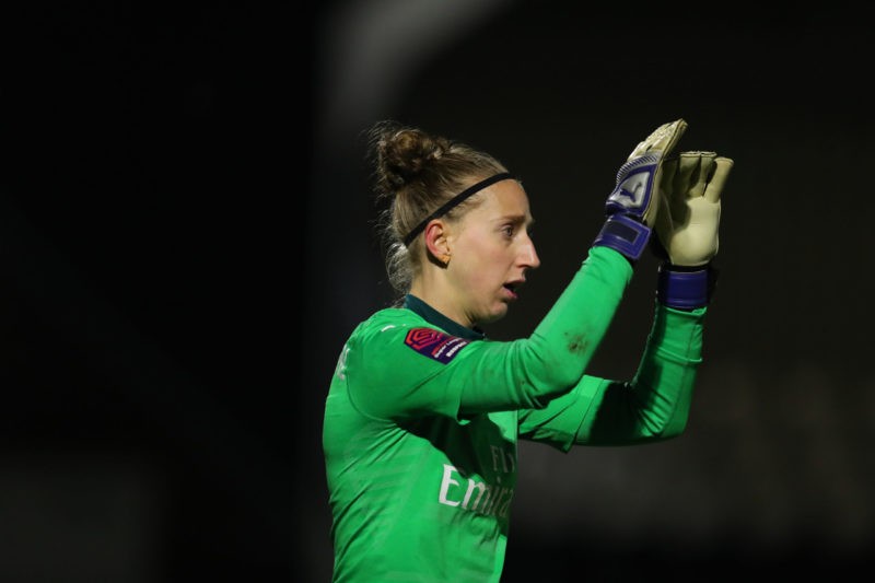 BOREHAMWOOD, ENGLAND - JANUARY 09: Sari Van Veenendaal of Arsenal during the FA WSL Continental Tyres Cup Quarter-Final between Arsenal Women and B...