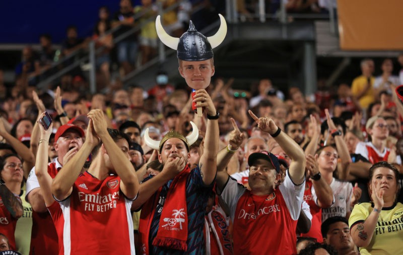 ORLANDO, FLORIDA - JULY 23: Arsenal fans show their support during the Florida Cup match between Chelsea and Arsenal at Camping World Stadium on Ju...