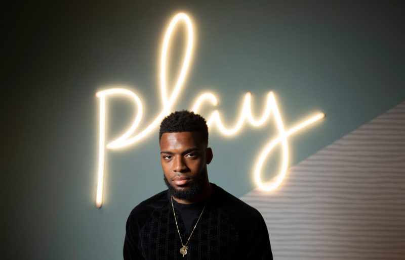 Atletico de Madrid's French midfielder Thomas Lemar poses during an AFP interview in Madrid on April 11, 2022. (Photo by PIERRE-PHILIPPE MARCOU / A...