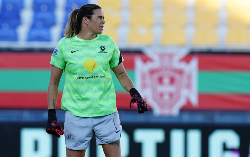 Arsenal goalkeeper to join PSG for free 2 ESTORIL, PORTUGAL - JUNE 28: Lydia Williams of Australia in action during warm up before the start of the Women's International Friendly match between Portugal and Australia at Estadio Antonio Coimbra da Mota on June 28, 2022 in Estoril, Portugal. (Photo by Gualter Fatia/Getty Images)