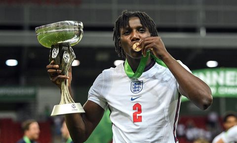 Arsenal 18yo explains how his exciting loan move came about 3 Brooke Norton-Cuffy celebrating his u19 European Championship success (Photo via Norton-Cuffy on Instagram)