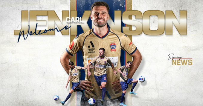 Former Gunner Carl Jenkinson signs for Newcastle United Jets 2 Carl Jenkinson signing for the Newcastle Jets (Photo via NewcastleJetsFC.com.au)