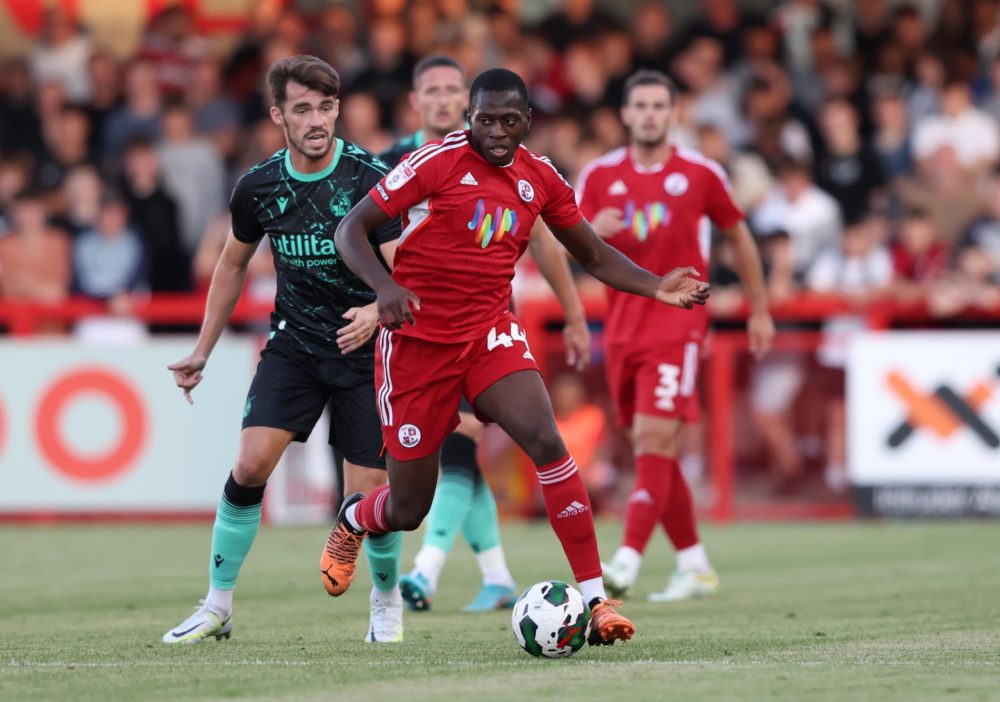 Mazeed Ogungbo playing for Crawley Town (Photo via Crawley Town on Twitter)