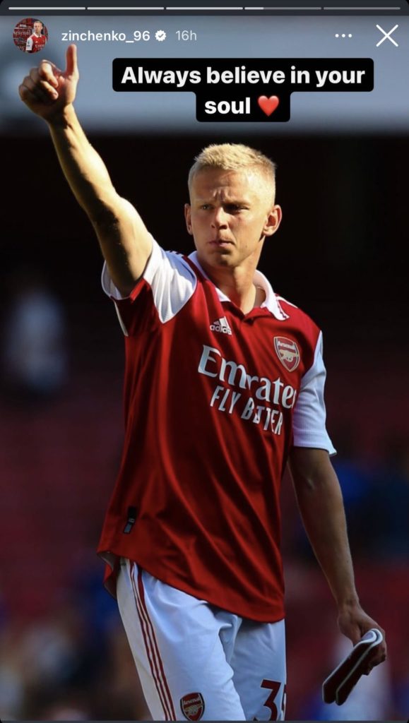 Zinchenko responds to his new Arsenal fan chant 3 Oleksandr Zinchenko on Instagram