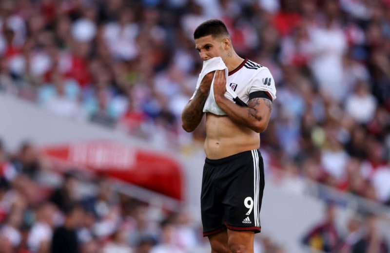 Ex Arsenal man a 'slight doubt' for Fulham 4 LONDON, ENGLAND - AUGUST 27: Aleksandar Mitrovic of Fulham reacts during the Premier League match between Arsenal FC and Fulham FC at Emirates Stadium on August 27, 2022 in London, England. (Photo by Paul Harding/Getty Images)