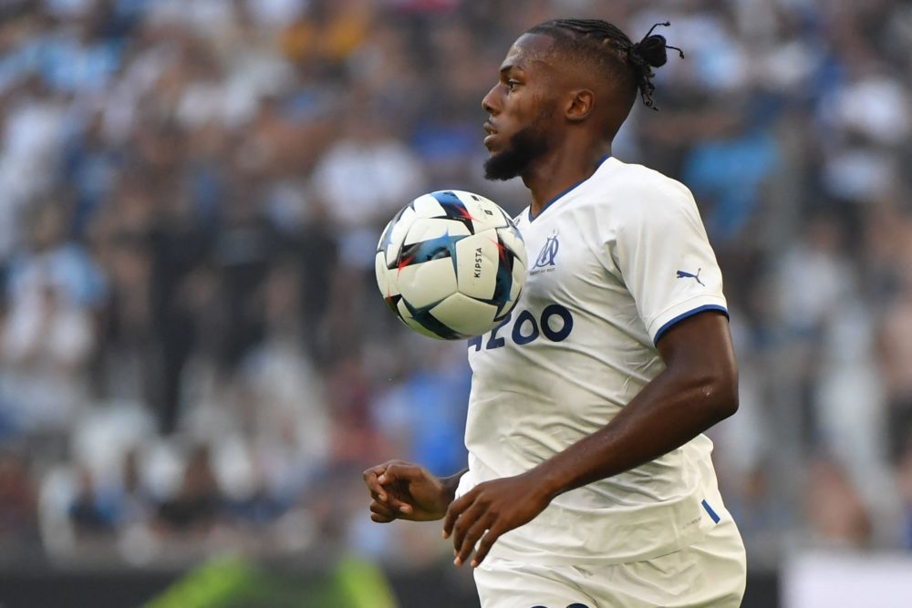Marseille's Portuguese defender Nuno Tavares controls the ball during the friendly football match between Olympique de Marseille (OM) and AC Milan at the Orange Velodrome Stadium in Marseille, southern France, on July 31, 2022. (Photo by SYLVAIN THOMAS/AFP via Getty Images)
