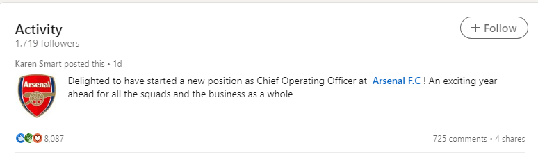 Arsenal hire 'delighted' former Manchester City Airport boss 3 Delighted to have started a new position as Chief Operating Officer at Arsenal F.C! An exciting year ahead for all the squads and the business as a whole