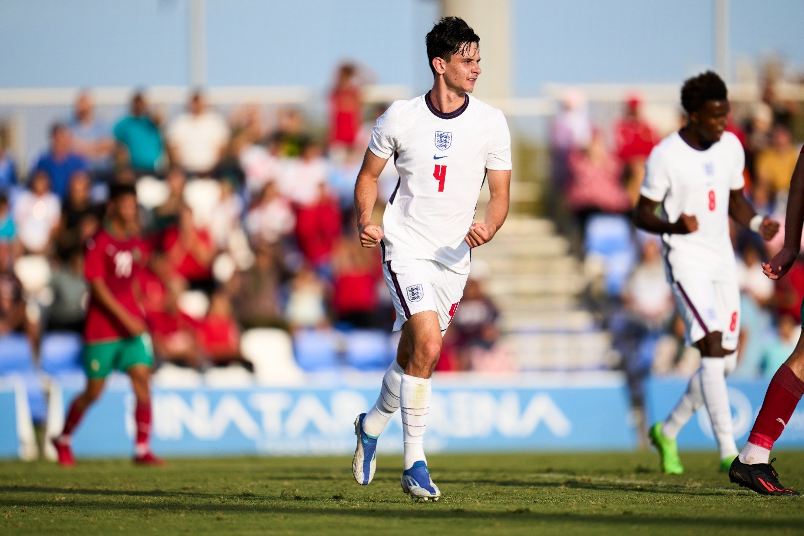 Charlie Patino celebrating a goal for the England u20s (Photo via Patino on Twitter)