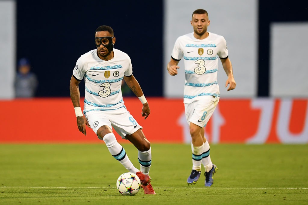 ZAGREB, CROATIA: Pierre-Emerick Aubameyang of Chelsea runs with the ball during the UEFA Champions League group E match between Dinamo Zagreb and Chelsea FC at Stadion Maksimir on September 06, 2022. (Photo by Jurij Kodrun/Getty Images)