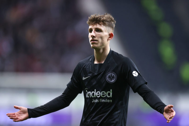 FRANKFURT AM MAIN, GERMANY - MARCH 17: Jesper Lindstrom of Frankfurt reacts during the UEFA Europa League Round of 16 Leg Two match between Eintrac...