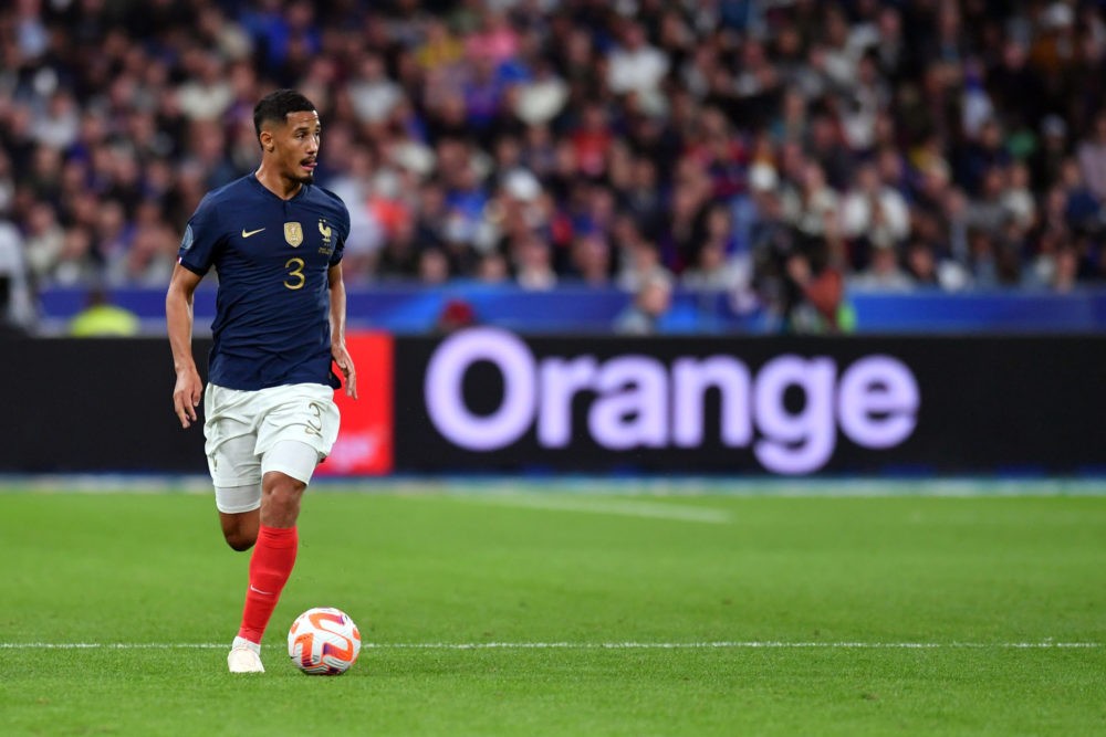 PARIS, FRANCE: William Saliba of France runs with the ball during the UEFA Nations League League A Group 1 match between France and Austria on Sept...