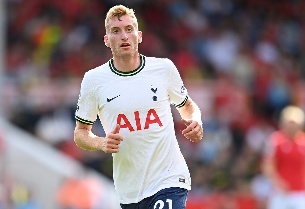 NOTTINGHAM, ENGLAND: Dejan Kulusevski of Tottenham in action during the Premier League match between Nottingham Forest and Tottenham Hotspur at Cit...