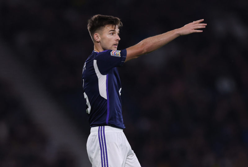 GLASGOW, SCOTLAND - SEPTEMBER 21: Kieran Tierney of Scotland is seen during the UEFA Nations League League B Group 1 match between Scotland and Ukr...