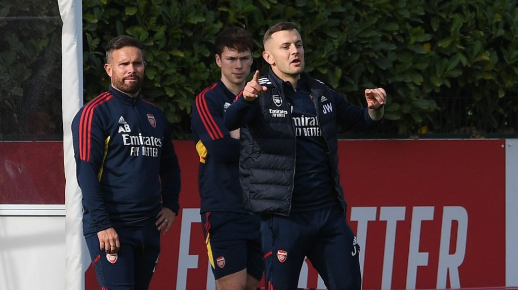 Sunderland forward continues trial with Arsenal 4 Jack Wilshere coaching the Arsenal u18s (Photo via Arsenal Academy on Twitter)