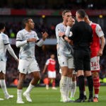 LONDON, ENGLAND - OCTOBER 09: Jordan Henderson of Liverpool reacts after Referee Michael Oliver gave a penalty to Arsenal during the Premier League match between Arsenal FC and Liverpool FC at Emirates Stadium on October 09, 2022 in London, England. (Photo by Shaun Botterill/Getty Images)