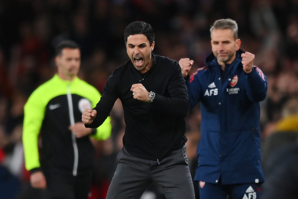 €60m midfielder prefers Arsenal move over Barcelona 3 LONDON, ENGLAND - OCTOBER 09: Mikel Arteta, Manager of Arsenal celebrates after their sides victory during the Premier League match between Arsenal FC and Liverpool FC at Emirates Stadium on October 09, 2022 in London, England. (Photo by Shaun Botterill/Getty Images)