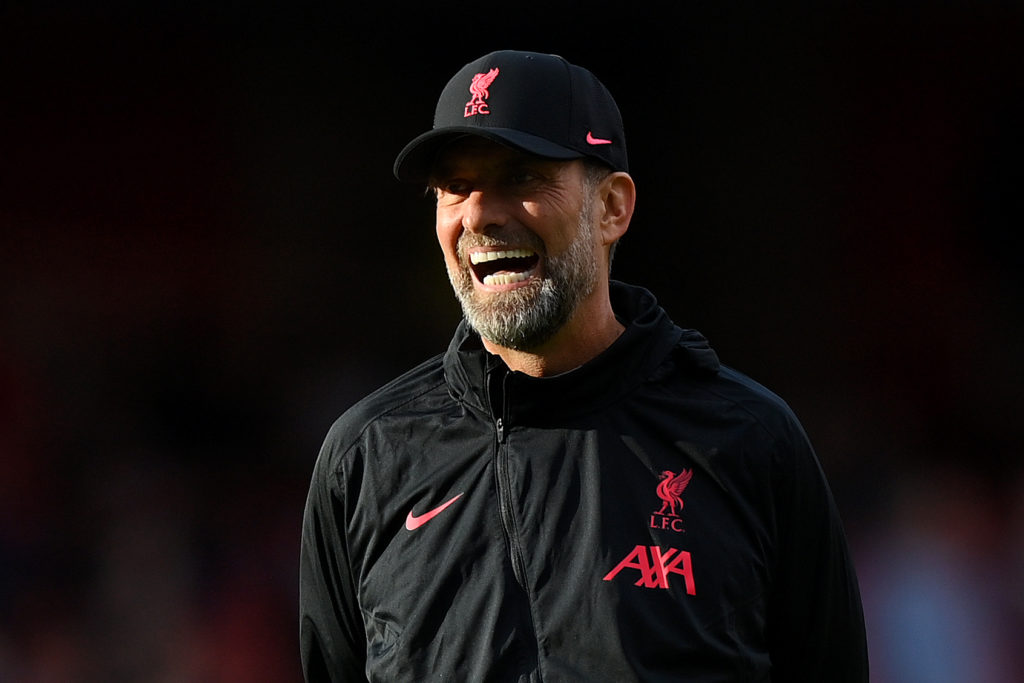 Jota and Klopp continue to complain about refereeing vs Arsenal 2 LONDON, ENGLAND - OCTOBER 09: Juergen Klopp, Manager of Liverpool looks on prior to the Premier League match between Arsenal FC and Liverpool FC at Emirates Stadium on October 09, 2022 in London, England. (Photo by Justin Setterfield/Getty Images)