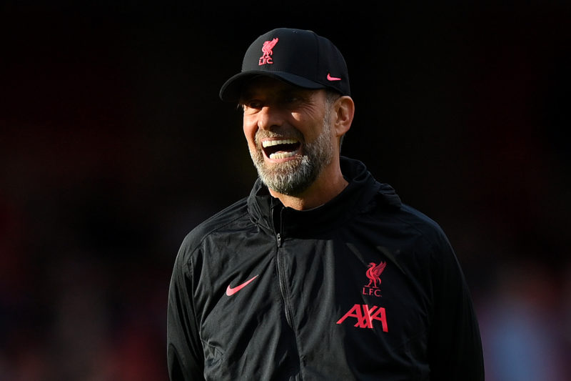 LONDON, ENGLAND - OCTOBER 09: Juergen Klopp, Manager of Liverpool looks on prior to the Premier League match between Arsenal FC and Liverpool FC at...
