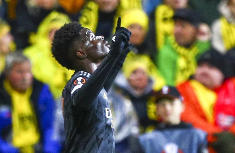 No excuse: Arteta and Saka agree on Bodo/Glimt pitch after tough win 4 Arsenal's Bukayo Saka celebrates after the 1-0 score during the UEFA Europa League Group A football match between FK Bodoe/Glimt and Arsenal FC in Bodo, Norway on October 13, 2022. - Norway OUT (Photo by Fredrik Varfjell / NTB / AFP) / Norway OUT (Photo by FREDRIK VARFJELL/NTB/AFP via Getty Images)