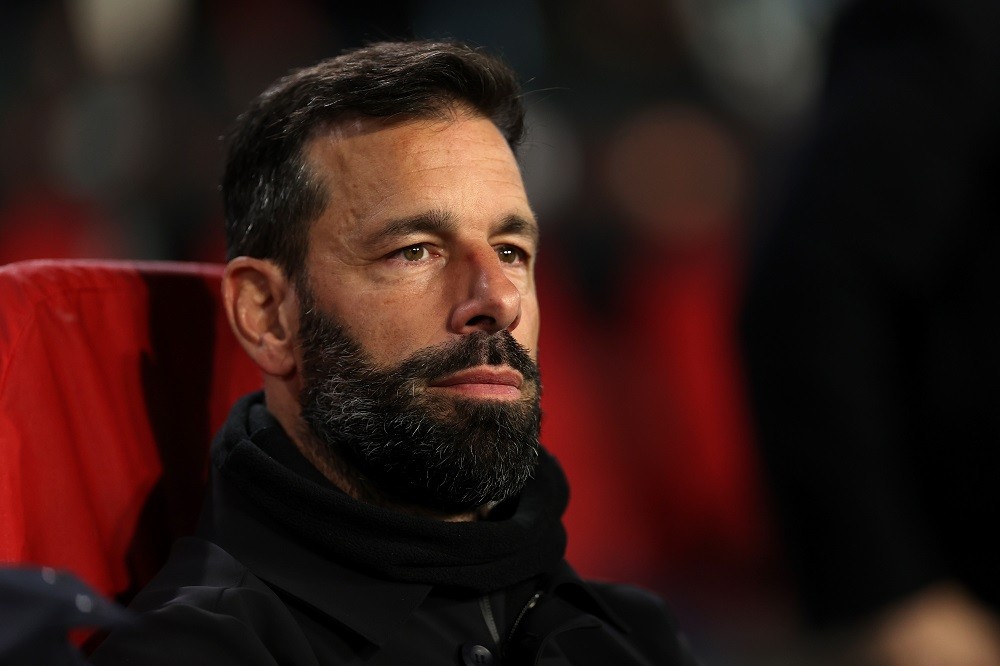 EINDHOVEN, NETHERLANDS: Ruud van Nistelrooy, Manager of PSV Eindhoven, looks on prior to kick off of the UEFA Europa League group A match between P...