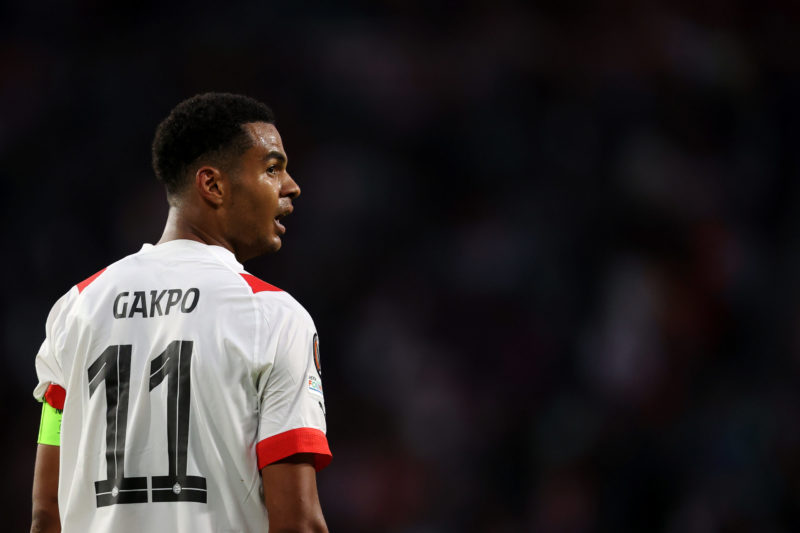 EINDHOVEN, NETHERLANDS - SEPTEMBER 08: Cody Gakpo of PSV Eindhoven in action during the UEFA Europa League group A match between PSV Eindhoven and ...