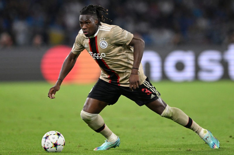 NAPLES, ITALY - OCTOBER 12: Calvin Bassey of AFC Ajax during the UEFA Champions League group A match between SSC Napoli and AFC Ajax at Stadio Diego Armando Maradona on October 12, 2022 in Naples, Italy. (Photo by Francesco Pecoraro/Getty Images)