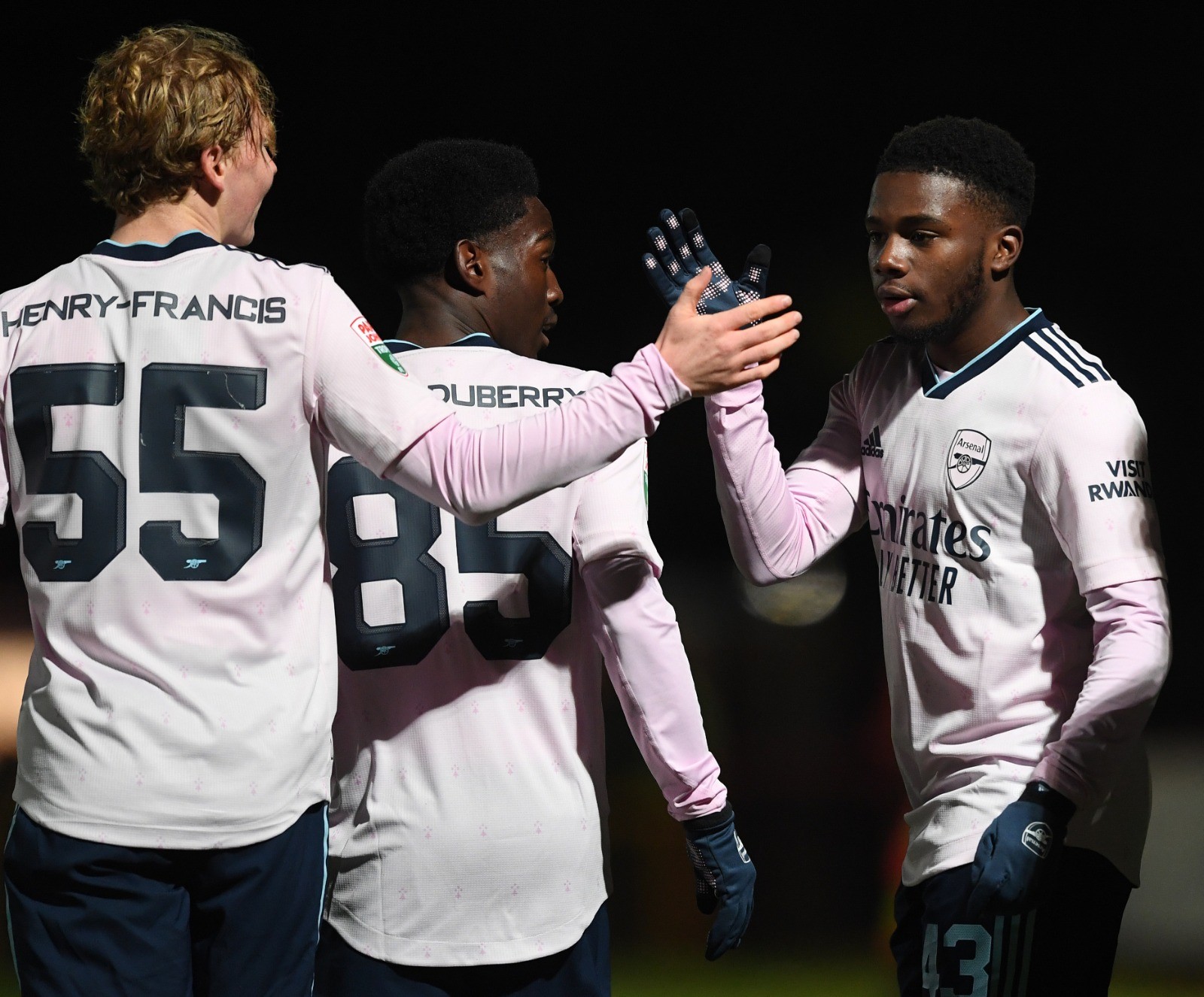 Nathan Butler-Oyedeji celebrates his goal against Stevenage (Photo via Arsenal Academy on Twitter)