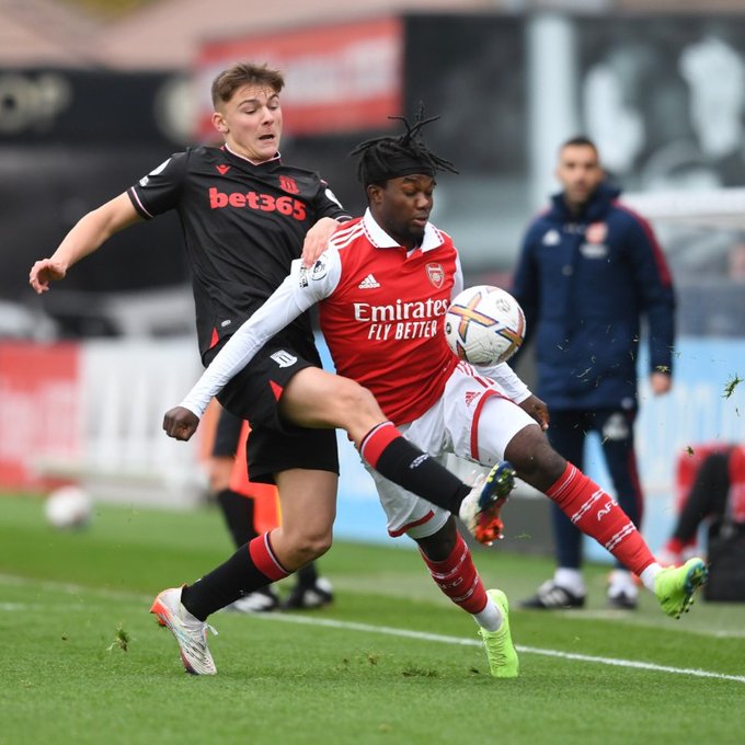 Joel Ideho playing for the Arsenal u21s (Photo via Arsenal Academy on Twitter)
