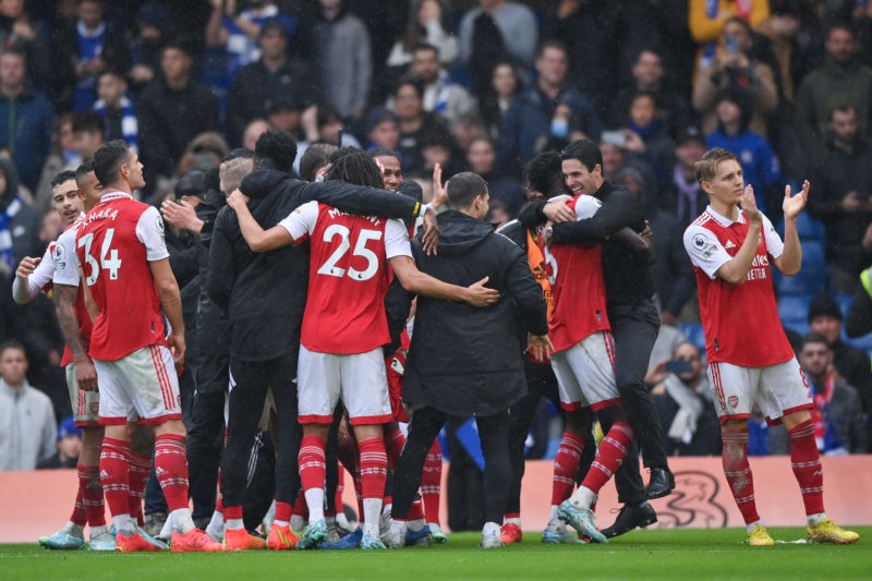 Mikel Arteta gives players World Cup injury advice 2 LONDON, ENGLAND - NOVEMBER 06: Mikel Arteta celebrates with Thomas Partey of Arsenal after their sides victory during the Premier League match between Chelsea FC and Arsenal FC at Stamford Bridge on November 06, 2022 in London, England. (Photo by Justin Setterfield/Getty Images)