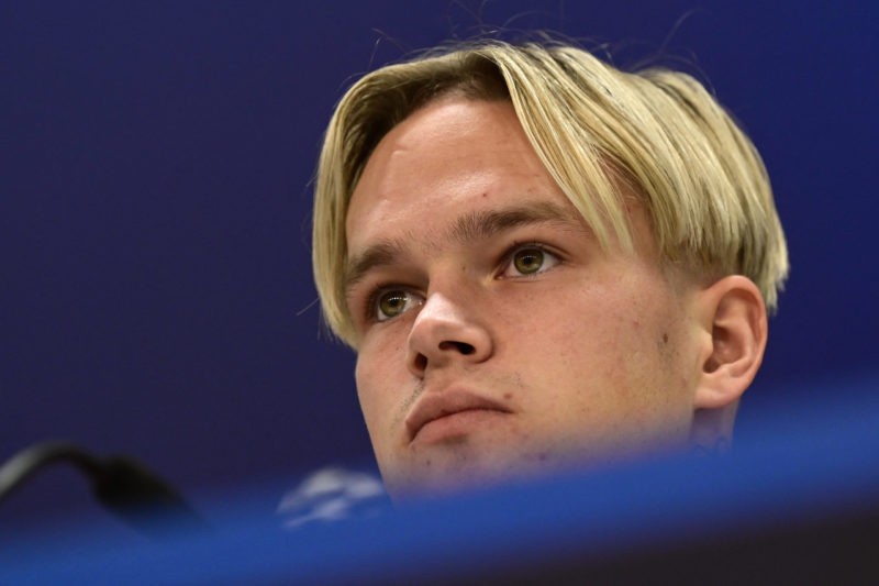 Shakhtar Donetsk Ukranian forward Mykhaylo Mudryk gives a press conference on the eve of their UEFA Champions League 1st round day 3 group F footba...