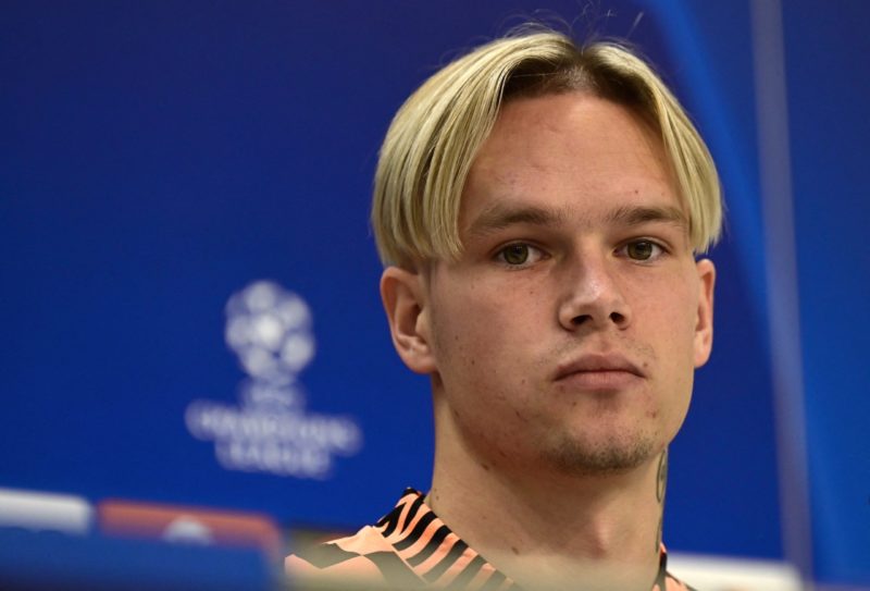Shakhtar Donetsk Ukranian forward Mykhaylo Mudryk gives a press conference on the eve of their UEFA Champions League 1st round day 3 group F footba...