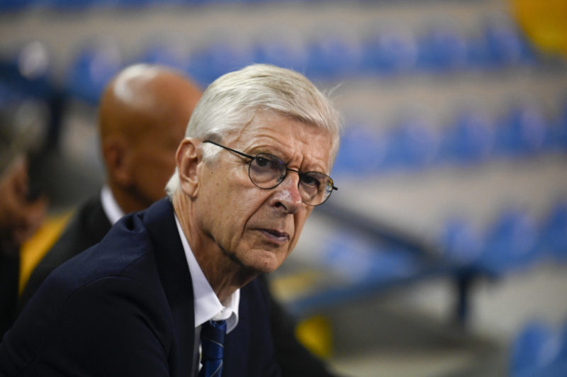 FIFA's Chief of Global Football Development Arsene Wenger attends a press conference by FIFA's president Gianni Infantino (not in frame), at the Sp...
