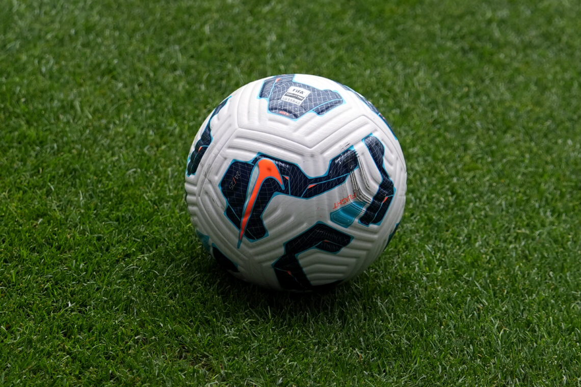 CINCINNATI, OHIO - JUNE 29: Generic view of a Nike Flight soccer ball on the pitch before the International Friendly match the United States and Ir...