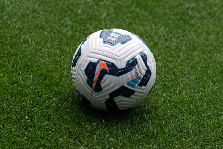 CINCINNATI, OHIO - JUNE 29: Generic view of a Nike Flight soccer ball on the pitch before the International Friendly match the United States and Ir...